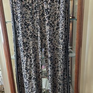 Black & Cream Floral Wide-Leg Jumpsuit Pants